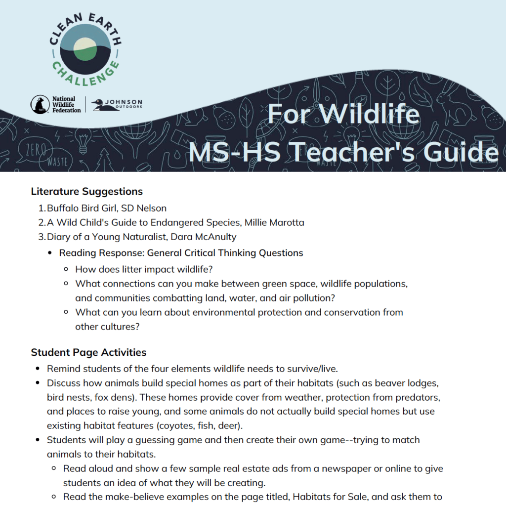 For Wildlife MH-HS Teacher's Guide